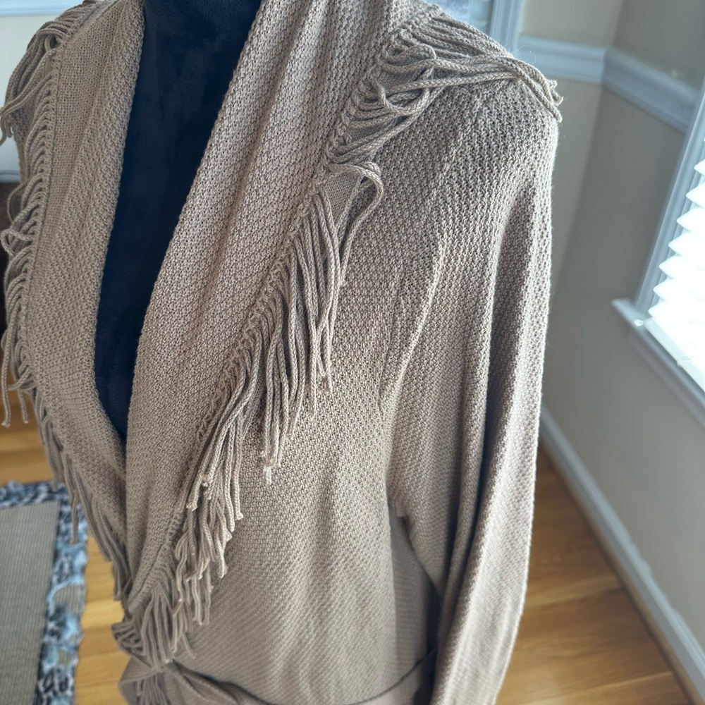 J. Jill Tan Fringe Cardigan - Picture 2 of 8